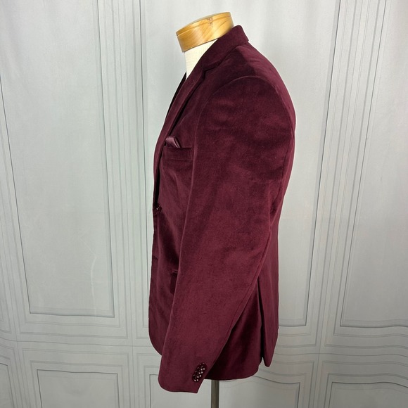 Alfani Red Wine Velvet Slim Fit 2-Button Blazer, Mens 38S - Picture 9 of 15